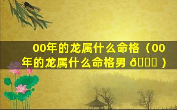 00年的龙属什么命格（00年的龙属什么命格男 🐕 ）